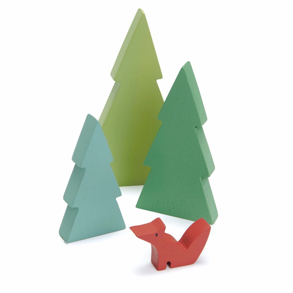 Wooden Trees and Fox Set